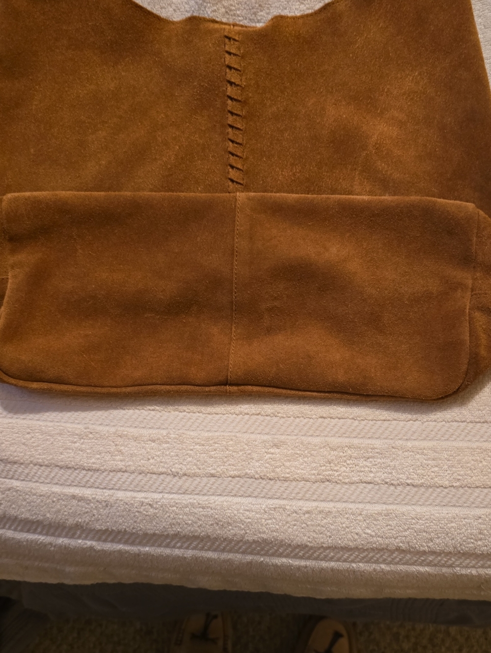 Haute Hippie Festival Suede Hobo Bag Brown Tan Whipstitch Slouchy With Pouch - Picture 6 of 16